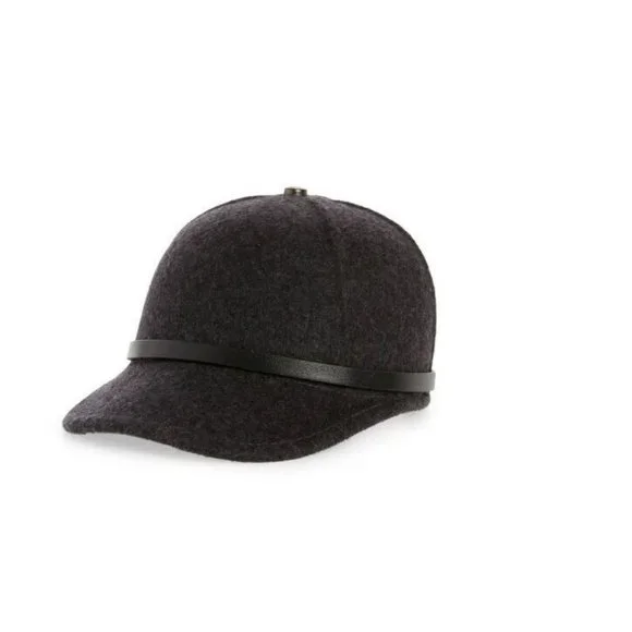 RAG & BONE Lexington 100% wool baseball cap hat - CHARCOAL GRAY - SMALL - Picture 1 of 11